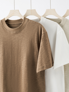 T-Shirt ricamata 3D da 300gsm 100% in cotone di bambù Unisex manica corta da uomo tinta unita oversize comoda T-Shirt - Product Image 2