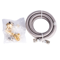 Kit de Instalación para Lavavajillas Eastman de 6 Pies, Línea de Suministro de Acero Inoxidable Trenzado de 3/8 Pulgadas con Conectores de Compresión de 3 Vías en Ángulo