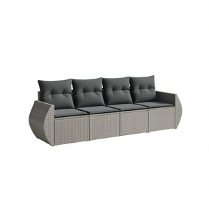 Ensemble de canapé de jardin en rotin PE gris D0100XF4QJJ, 4 places, accoudoirs réglables, mobilier d'extérieur, design contemporain - Product Image 1