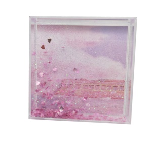 <span class=keywords><strong>Cadre</strong></span> photo rectangulaire en acrylique <span class=keywords><strong>rose</strong></span> de haute qualité pour fille, 4x4, avec paillettes liquides pour la décoration de la maison, vente en gros - Product Image 1