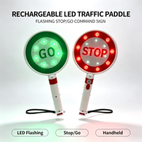 Panneau de signalisation routière LED clignotant rechargeable, portable, en plastique ABS réfléchissant, 19x37cm, sécurité routière, rouge et vert