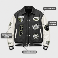 Veste vintage surdimensionnée à boutons, matelassée, à blocs de couleur noir et blanc, avec patch de course personnalisé brodé, pour homme, style streetwear rétro