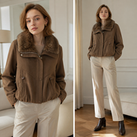 Veste courte d'hiver pour femmes, en fourrure de vison véritable, avec fermeture éclair et boutons sur le devant