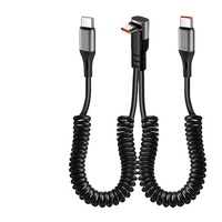 Kabel Data Teleskopik Tipe-C 2 in 1 dengan Konektor Ganda Tipe-C untuk Penggunaan di Mobil, Pengisian Daya dan Transfer Data