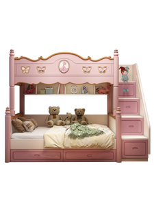 Letto a Castello in Legno per Bambini e Ragazze, Set Camera da Letto Moderno Lucido, Divano Letto Stabile - Product Image 3