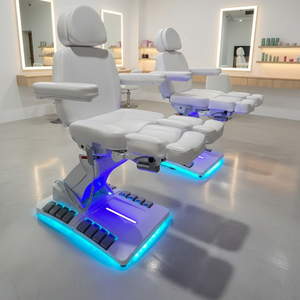 เตียงเสริมความงามแบบแยกขา ปรับระดับได้ 4 มอเตอร์ หมุนได้ ควบคุมด้วยเท้า พร้อมรีโมท สำหรับใช้ในร้านเสริมสวย - Product Image 1