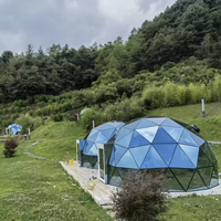 Dôme géodésique d'usine luxe 4m 5m 6m 8M 10M cadre rond en acier exposition Glamping verre tente maison Camping à vendre