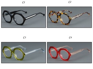 Lunettes optiques rondes vintage monture <span class=keywords><strong>grande</strong></span> <span class=keywords><strong>taille</strong></span> épaissir acétate lunettes motif solide à la mode Rivet lunettes pour hommes femmes - Product Image 5