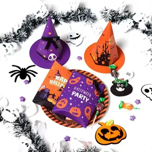 Neues Design Lustige Halloween Candy Box spitze Hüte Form Candy Bags Einweg Halloween Party Schokoladen boxen für Kinder