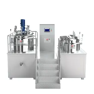 fixed cover homogenizer emulsions cosmetics Reactors temperature control vacuum emulsifying mixer
