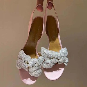 Escarpins d'été à talons aiguilles pour femmes, ornés de strass brillants et de fleurs sur le devant, à bout ouvert et bride arrière - Product Image 5