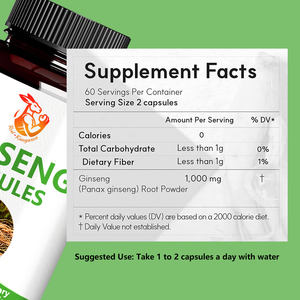 Suplementos Herbales Naturales al por Mayor de Fábrica: Cápsulas de Ginseng con Fibra Dietética, Polvo de Raíz de Ginseng, Apoyo Antioxidante Dietético - Product Image 2