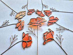 Artesanato em Vidro Colorido Art Deco Feito à Mão Painel de Flores Botânicas Decoração de Janela Artesanato em Vidro - Product Image 5