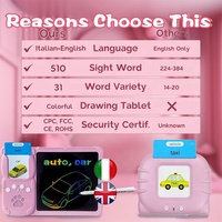 Tablette de dessin et d'écriture pour tout-petits, cartes flash bilingues parlantes anglais-italien pour enfants de 3 à 12 ans, jouet sensoriel pour enfants autistes