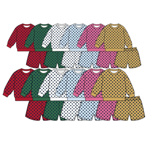Vêtements pour enfants en gros, hauts à manches longues et shorts, ensembles de shorts pour bébés filles avec des pois colorés - Product Image 1