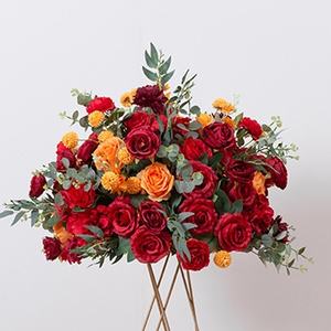 Centros de Mesa Populares con Rosas Rojas y Naranjas, Decoración Moderna y Lujosa para Bodas y Fiestas, Bola de Flores Artificiales Personalizada, Nueva Llegada - Product Image 3