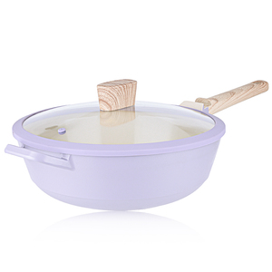<span class=keywords><strong>Wok</strong></span> antiadhésif et poêle à frire avec <span class=keywords><strong>wok</strong></span> sain en aluminium moulé sous pression résistant aux rayures avec couvercle autoportant - Product Image 1