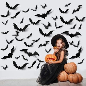 Pegatinas de Pared de PVC con Diseño de Araña y Murciélago 3D Negros para Decoración de Fiestas de Halloween - Product Image 3