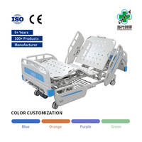 Cama de Cuidado Manual Multifuncional de 3 Manivelas, Cama de Enfermería Ajustable para Pacientes, Uso Hospitalario y Rehabilitación Doméstica