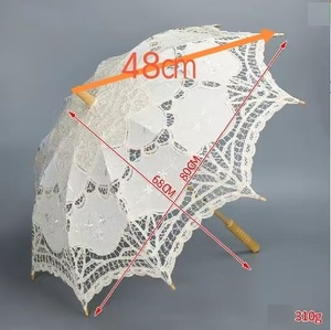 P261-Parasol de décoration pour petits enfants, accessoires de parapluie blanc <span class=keywords><strong>ivoire</strong></span> en <span class=keywords><strong>dentelle</strong></span> pour la mariée, mariage, contrôle manuel pour enfants - Product Image 4
