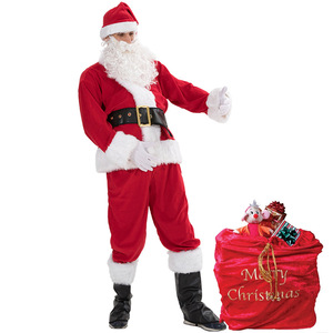 Bolsa de Regalo Navideña de Terciopelo Rojo con Bordado Dorado y Cierre de Cordón, Diseño de Santa Claus - Product Image 5