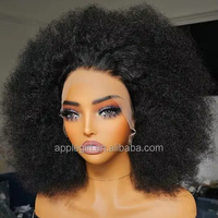 Perruques Courtes Bouclées Afro Crépues en Cheveux Humains Naturels, Perruque Lace Frontale HD Brésilienne Bob Courte pour Femmes