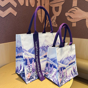 กระเป๋าผ้าแคนวาสเคลือบกันน้ำแบบ 3 มิติ รีไซเคิลได้ เป็นมิตรกับสิ่งแวดล้อม พร้อมริบบิ้นตกแต่ง ขนาดใหญ่ สะพายไหล่หรือถือได้ พิมพ์โลโก้ได้ - Product Image 2