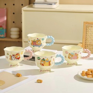 Taza de Cerámica Kawaii con Base, Asa de Burbujas, Borde Festoneado, Diseño Estético de Dibujos Animados, Taza de Café de 400 ml, Apta para Lavavajillas y Microondas, <span class=keywords><strong>Caja</strong></span> de Regalo - Product Image 3