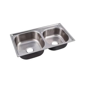 อ่างล้างจานสเตนเลสสองรูสองรูทนทานพร้อมการรับประกัน5ปีดีไซน์ทันสมัย - Product Image 1