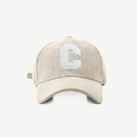 Gorro de Béisbol Acolchado de Pana Gruesa para Invierno, con Logotipo Personalizado, Parche con Letra C Vintage, Unisex, para Hombre y Mujer, Color Sólido, Estilo Polo, Formal