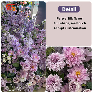 Chemin de fleur de plancher artificiel violet d'allée de scène de mariage lisse pour la décoration de mariage - Product Image 3