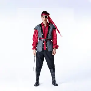 Traje de Halloween para homens, fantasia de zumbi pirata, filme cosplay de Halloween de qualidade e luxo