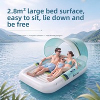 Matelas flottant gonflable en PVC transfrontalier, canapé de piscine portable, radeau flottant d'été pour la maison et l'extérieur avec protection solaire