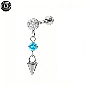 Boucles d'oreilles clous coniques pointus <span class=keywords><strong>en</strong></span> alliage de titane F136 incrustées de zircon, bijoux de <span class=keywords><strong>piercing</strong></span> brillants pour lèvres et labret, unisexe - Product Image 6