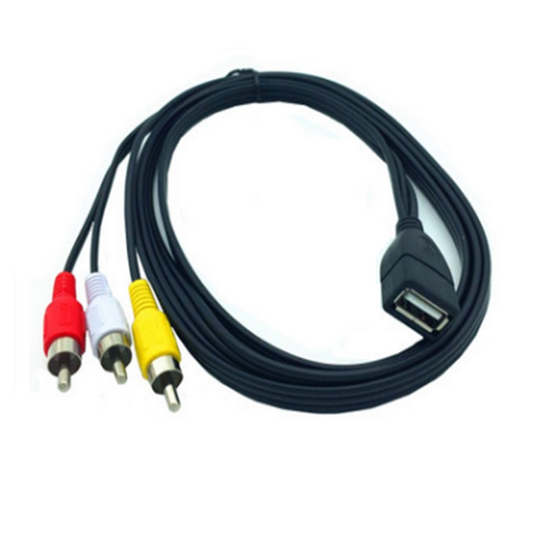 Convertidor de adaptador compuesto USB a 3 RCA macho AV, 1,5 m, hembra a 3 RCA