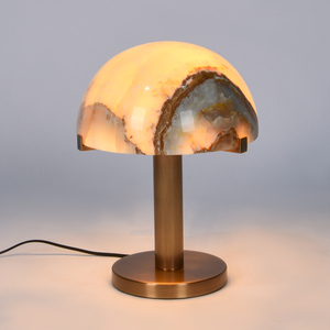Light Luxury Natural Jade Stone Mushroom <b>Table</b> Lamp Artistic Decorative Desk Lamp <b>bedside</b> lamps Brushed Brass OEM ODM Factory - Product Image 1