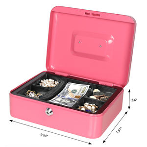 小型屋内ピンクスチールスマートキーロックホーム安全キャッシュボックス - Product Image 3