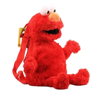 AL Sesame Street Plush Backpack Plush Doll Red Elmo Blue Cookie Guy Yellow Big Bird Plush Children School Bag