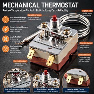 Détecteur de température à capillaire de type vis, fils de câble, support OEM personnalisé <span class=keywords><strong>pour</strong></span> le contrôleur de <span class=keywords><strong>thermostat</strong></span> de chaudière et de four - Product Image 1