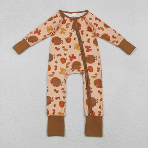 Conjunto de Pijama de Manga Larga con Estampado Otoñal para Niñas, Pijama Suave con Cierre para Bebés y Niñas - Product Image 3