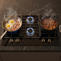 Table de cuisson encastrable 4 brûleurs, surface en verre, économe en énergie, facile à utiliser, protection anti-extinction de flamme, pour usage domestique en cuisine, brûleurs en cuivre