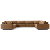 Canapé d'angle modulable de luxe italien moderne en forme de L, avec accoudoirs larges, pour intérieur, meuble artisanal pour hall d'hôtel