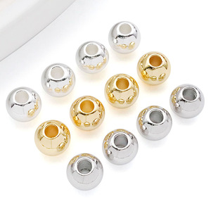 Separador de cuentas de aleación de zinc chapado en cobre, oro y plata para la fabricación de joyas DIY, cuentas redondas de 8 mm, accesorio de tesoro - Product Image 1