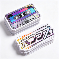 Autocollants rétro Haoxuan pour arcade, en PVC blanc, motifs géométriques de moto et lettres, style brillant, découpés avec précision
