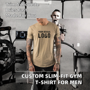 Camiseta Deportiva para Hombre, Personalizada, de Corte Ajustado, con Dobladillo Festoneado, 95% Algodón, 5% Elastano, Ecológica, de Secado Rápido, 180g, OEM ODM - Product Image 2
