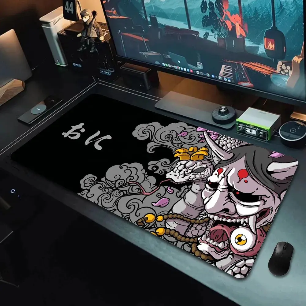 일본 유령 얼굴 검은 게임 키보드 패드 대형 테이블 악마 게임 패드 일본 애니메이션 마우스 패드 컴퓨터 깔개