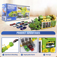 Ensemble de jeu pliable pour tout-petits avec jeu de tir à éjection, camion dinosaure et 12 voitures de course pour enfants