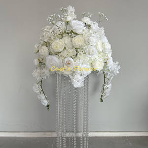 W-D015 bunga buatan, bola bunga mawar putih untuk dekorasi pesta meja pernikahan, bola bunga napas bayi - Product Image 3