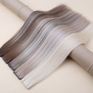 Extensions de <span class=keywords><strong>cheveux</strong></span> 100% naturels blonds 613 pour tissage Genius Weft, invisibles, nouées à la main, <span class=keywords><strong>cheveux</strong></span> vierges russes teints - Product Image 4
