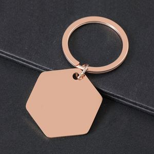 Porte-clés hexagonaux coréens en acier inoxydable vierges, service de marquage laser fourni - Product Image 4